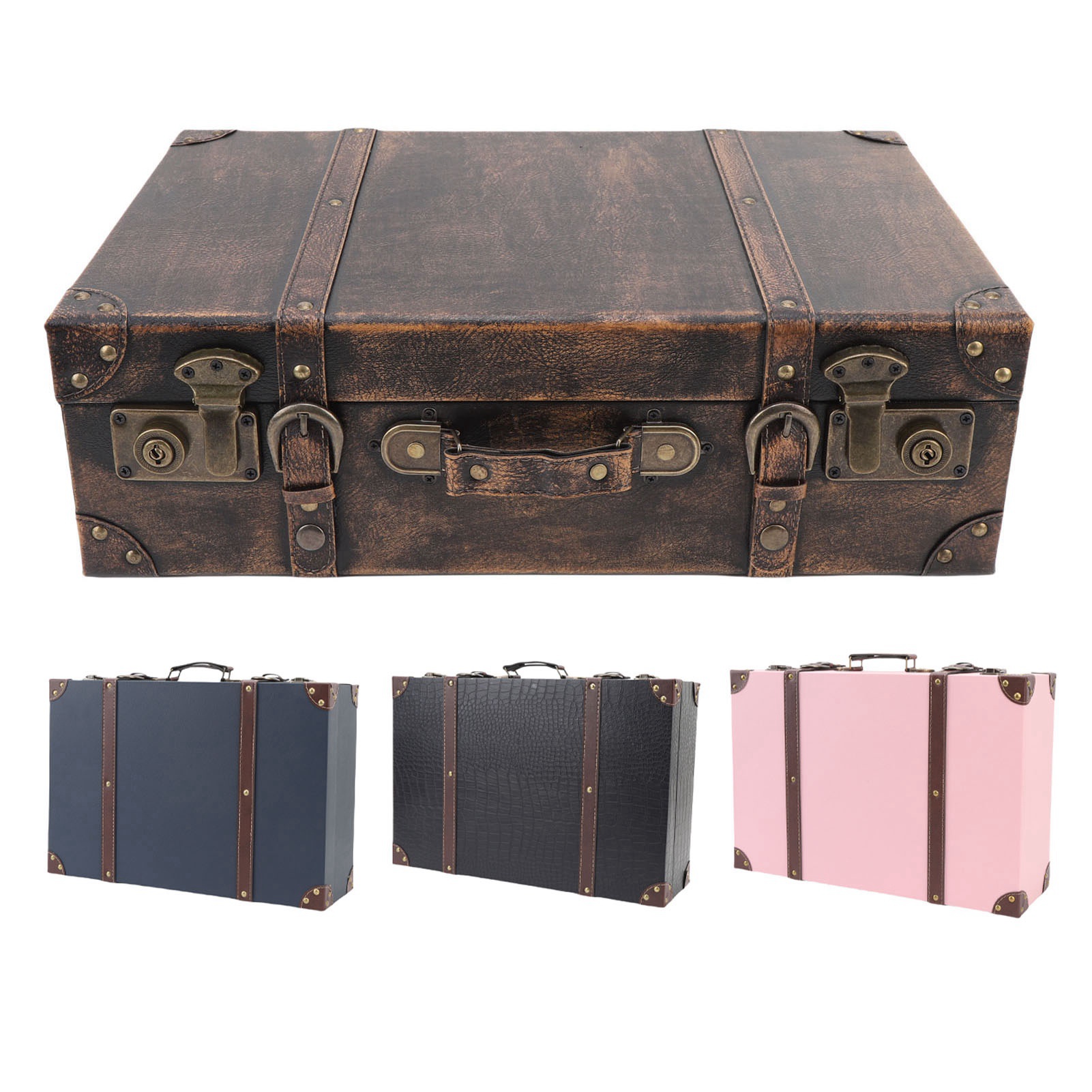 Retro Vintage Trunk Suitcase - Valigia Vintage Decorativa Stile Viaggio, Contenitore