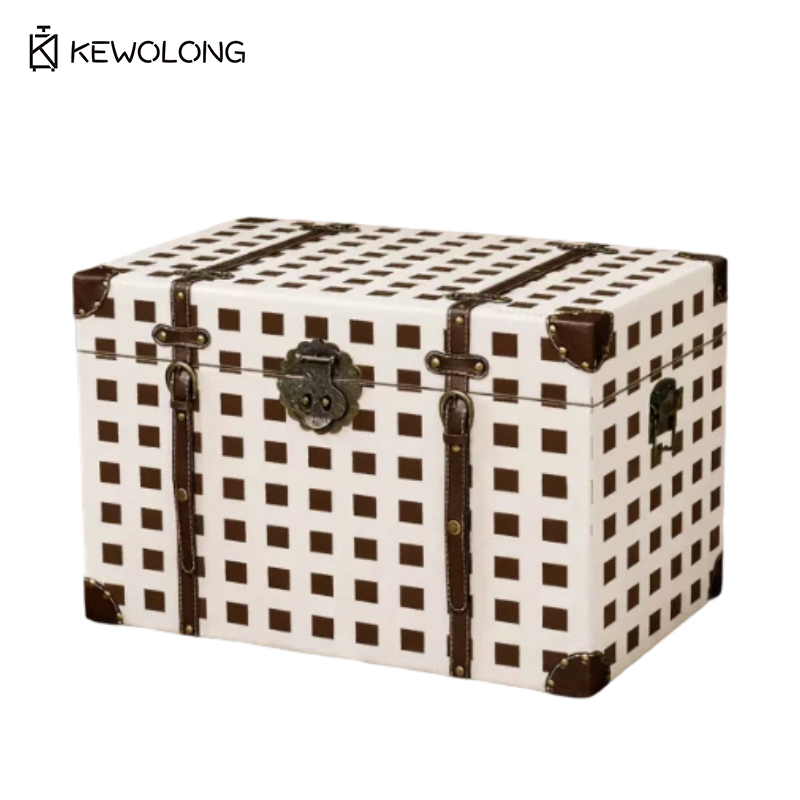 Retro Vintage Trunk Suitcase - Scatola di Legno Vintage con Stampa
