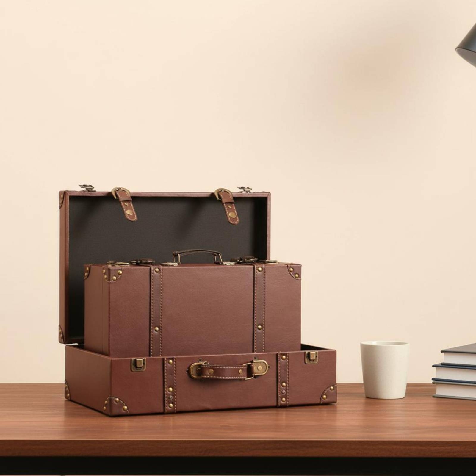 Baule Vintage con Rivetti, Val - Retro Vintage Trunk Suitcase recensione e prezzo
