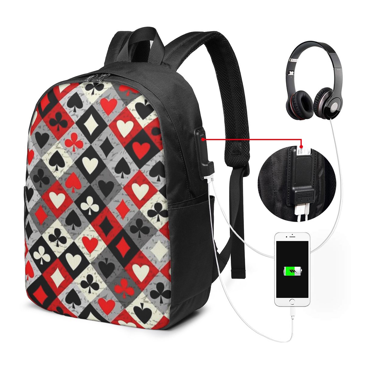 Zaino con stampa di carte da g - Backpacks recensione e prezzo